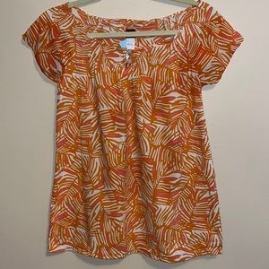 “Tea” women’s, cap sleeve palm leaf blouse